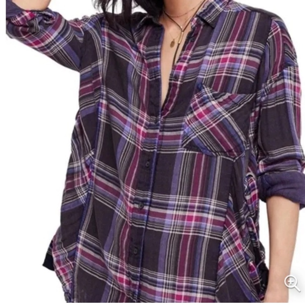 Free People Women's Nordic Day Plaid Long Sleeve
Top Purple NWT size XS